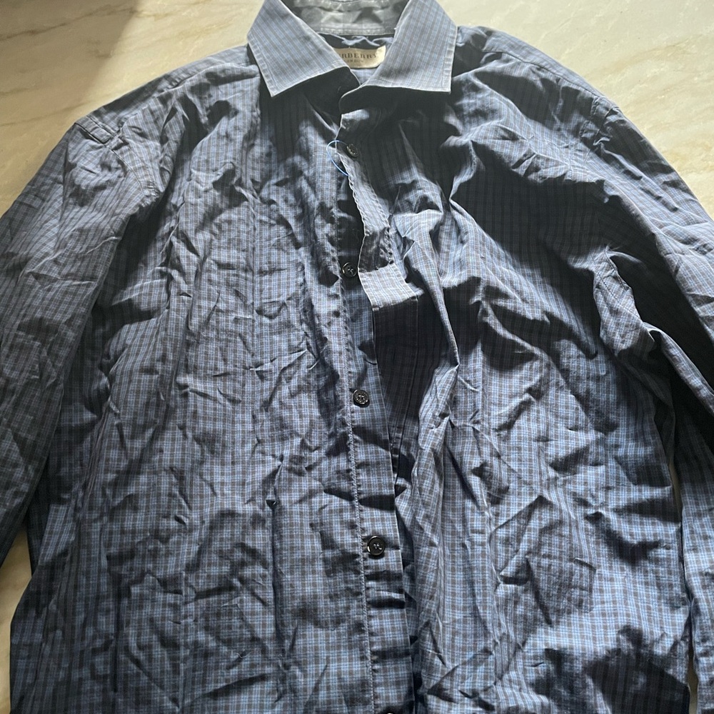 Men's Burberry Blue Button-Up Shirt